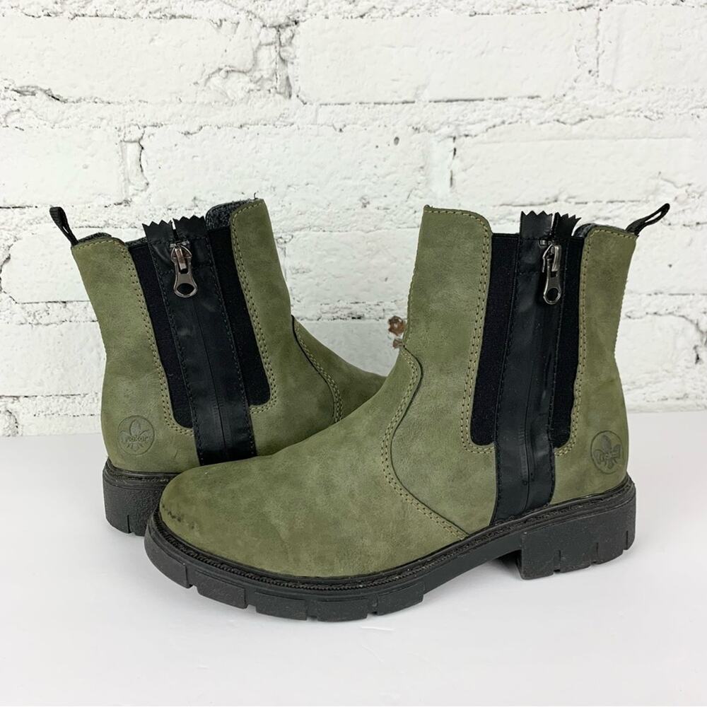 Rieker Damen Green Chelsea Zip Fleece Lined Boots 37